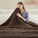 Chunky Knit Throw Blanket, 30''*40'' Knitted Throw Chenille Yarn for Bed Couch, Handmade Dark Brown Crochet Big Thick Blanket, Machine Washable Cute Comfy Blanket for Home Decor by CozyNest Decor