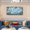 Large Blue Wall Art Decor Modern Framed Wall Picture for Living Room Bedroom Office Decor Floral Canvas Art Prints Botanical Wall Picture Abstract Peony Flower Horizontal Artwork Ready to Hang 48x24 by CozyNest Decor