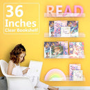 36 Inch 50% Thicker Clear Acrylic Book Shelves, Invisible Kids Wall Bookshelves for Baby Storage Book Rack, Toy Organizer, Book Display, Playroom, Bedroom, Toddler Room, Nursery 2 Packs by TinyTreasures Baby Boutique
