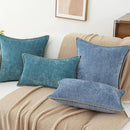 decorUhome Chenille Soft Throw Pillow Covers 18x18 Set of 2, Farmhouse Velvet Neutral Decorative Euro Pillow Covers with Stitched Edge for Couch Sofa Bed Home Decor, Blue by CozyNest Decor