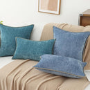 decorUhome Chenille Soft Throw Pillow Covers 26x26 Set of 2, Farmhouse Velvet Neutral Decorative Euro Pillow Covers with Stitched Edge for Couch Sofa Bed Home Decor, Blue by CozyNest Decor
