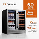Ca'Lefort 30 Inch Wine and Beverage Refrigerator, 80 Can and 33 Bottle French Door Wine Refrigerator 36-72°F, 3 LED Wine Fridges with Glass Door, Built-in or Freestanding for Home/Kitchen (6.00 cu.ft) by CozyNest Decor