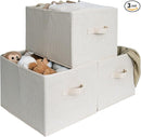 StorageWorks Storage Baskets for Shelves, Foldable Fabric Closet Storage Bins with Handles, Fabric Storage Bins Clothes Organizer, Beige Stripes, 3-Pack, Extra Large by TinyTreasures Baby Boutique