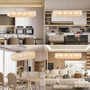 Alabaster Rectangular Chandelier for Dining Room, L39in Modern Chandeliers, Adjustable Marble Pendant Light Fixture, Rectangle Chandelier for Dining Table Living Room Kitchen Island (Bulbs INCL) by CozyNest Decor