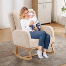 Rocking Chair Nursery, Nursing Rocking Chairs with Lumbar Pillow, Comfy Modern Nursery Glider Rocker Morden Accent Rocking Chair for Mom Nursery, Living Room, Bedroom, Beige by TinyTreasures Baby Boutique