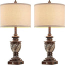 Farmhouse 3-Way Dimmable Touch Table Lamp Set of 2 for Bedroom Living Room with USB A+C Charging Ports 27.75" Tall Rustic Traditional Nightstand Bedside Lamps Brown End Table Lamp (2 Bulbs Included) by CozyNest Decor