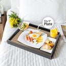 Wood Serving Tray with Handles, Home Decorative Wooden Rectangle Ottoman Decor Platter Vanity Tray for Breakfast Dinner Drinks Kitchen Dining Living Bathroom Restaurants Black Wooden by CozyNest Decor