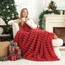 Cozy Bliss Faux Fur Throw Blanket for Couch, Cozy Warm Plush Striped Blanket for Sofa Bedroom Living Room,60 * 80 Inches Cardinal Red by CozyNest Decor