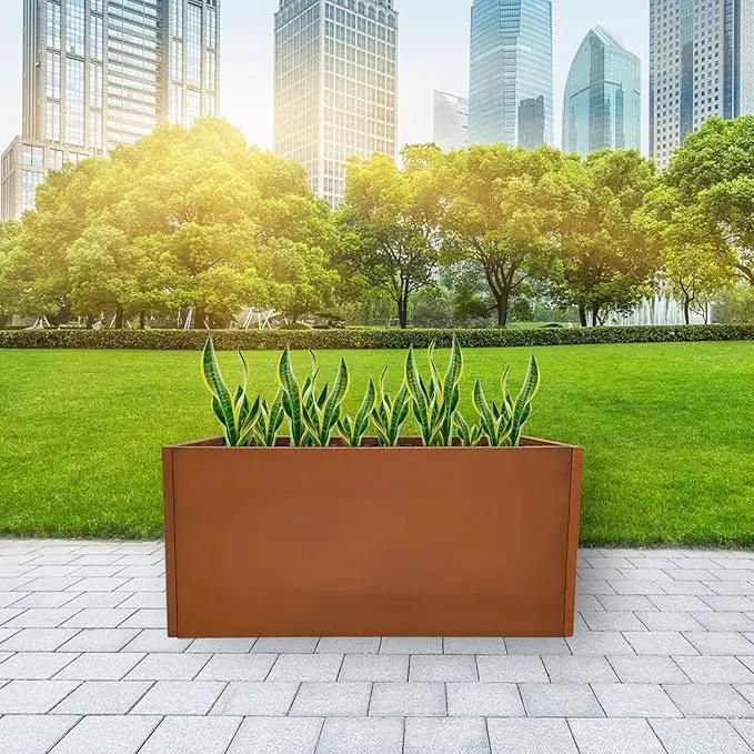 Corten Steel Planter Box Metal Outdoor Large Rectangular Rustic Durable Antique Detached for Commercial Residential Patio Deck and Backyard 36" x 12" x 16", photo 5 of 7
