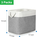 Bidtakay Extra Large Storage Baskets for Organizing 17x12x15.1 inch 3-Pack Fabric Closet Organizers Storage Bins with Handles Foldable Storage Baskets for Shelves Clothes XL-White&Grey by TinyTreasures Baby Boutique