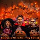 [ 8 Modes & Timer ] Halloween Willow Vine Twig Decor Garland with Pumpkins, 6 FT 54 LED Battery Operated for Indoor Halloween Decorations Home Mantle Fireplace by CozyNest Decor