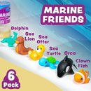 Tub Works® Marine™ Mold Free Bath Toys, 6 Pack | Sealed, No Hole Bath Toys Design Keeps Moisture Out | Soft, Squeezable & Float on Water | Easy-Grip Baby & Toddler Bath Toy Set | Great Baby Pool Toys by TinyTreasures Baby Boutique