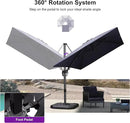 PURPLE LEAF 8.2' X 11.5' Tilting Patio Umbrella with Base Outdoor Cantilever Swivel Rectangle Umbrella Aluminum Offset Umbrella with 360-degree Rotation for Garden Deck Pool Patio Navy by GreenHaven Gardens