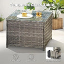 ovios 6 Pieces Patio Furniture Set, Outdoor Wicker Sofas with Glass Coffee Table and Comfy Cushions, All Weather High Back Couch Set for Deck Porch, Grey Rattan, Denim Blue