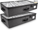 HOMELUX THEORY 2pc Under Bed Storage Containers, Bedroom Under the Bed Drawer Storage Organizer with Bins and Lids, Large Underbed Clothes Storage Box Ideal for Blanket, Fabric, & Shoes (Dark Gray) by CozyNest Decor