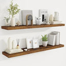 Fun Memories 48 Inch Deep Floating Shelves for Wall, 2 Pack of Long Wall Mounted Wood Shelves with Invisible Brackets for Bathroom, Bedroom, Living Room, Kitchen Decor and Storage, Brown by CozyNest Decor