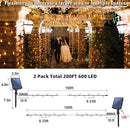 2-Pack 200FT Solar String Lights for Outside, 600 LED Extra-Bright Solar Light Outdoor with 19 Modes & Timer, Waterproof Fairy Solar Lights for Garden Patio Tree Christmas Decorations (Warm White) by GreenHaven Gardens