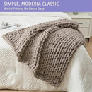 Bigacogo Chunky Knit Throw Blanket for Couch, 40x40 inches, 100% Hand Knitted with Thick Jumbo Chenille Yarn, Cozy Soft Large Rope Knot Cable Crochet Blankets for Sofa Bed Living Room, Taupe by CozyNest Decor