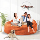 Bean Bag Chair for Adults 5FT,Soft Removable Cover for Teens/Girls Bedroom,Fluffy Giant Round Floor Beanbag Lounger Chairs (No Filler,Orange) by CozyNest Decor