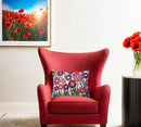 Cream Lumbar Poppy Floral Pillow Cover Red Poppies Flower Pillows White Farmhouse Chair Cushion Floral Cream Hand Embroidered Size 14x20 by CozyNest Decor