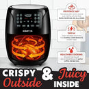 Gourmia Air Fryer Oven Digital Display 4 Quart Large AirFryer Cooker 12 1-Touch Cooking Presets, Black and Stainless Steel Accents Fry Force GAF486 by CozyNest Decor