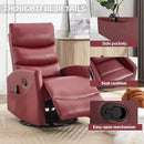 Manual Swivel Rocker Recliner Chair for Adults, Overstuffed Reclining Glider Chair for Nursing with Vibration Massage & Heat, Living Room Rocking Recliner 3-Stage backrest, Faux Leather Red by CozyNest Decor