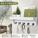 Rebee Vision Key and Mail Holder for Wall with Floating Shelf : Decorative Hanging Organizer with 5 Sturdy Keys Hooks and Wall Mount Key Rack - Farmhouse Entryway Décor (Modern White) by CozyNest Decor