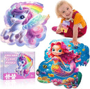 45pcs Unicorn & Mermaid Double-Sided Floor Puzzles, Ages 3-8, 27.6x32 In, Waterproof, EVA Material, Jumbo Jigsaw Puzzle, 1 Set of 45 Pieces by TinyTreasures Baby Boutique