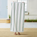 Great Bay Home 100% Cotton Velour 4 Pack Beach Towels 30" x 60" - Light Blue Cabana Stripe Pool Towels - Quick Dry, Large Swim Towels by TinyTreasures Baby Boutique