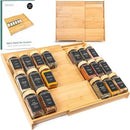Bamboo Spice Drawer Organizer - Expandable 4 Tier Spice Rack (Need 3" Deep Drawer) 12" to 24" Wide, Seasoning Organizer, Organization Seasoning Rack insert (Jars Not Included) by CozyNest Decor