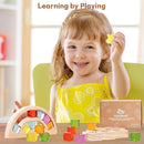 Wooden Building Blocks Set for Kids, Rainbow & Tree Shaped Wood Frame - 24 PCS Rainbow Gem Cubes Stacking Blocks, Montessori Stacking Toy for Toddlers, Early Learning Gifts for Boys Girls 3-6 by TinyTreasures Baby Boutique