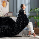 Cozy Bliss Faux Fur Throw Blanket for Couch, Fuzzy Soft Plush Thick Bubble Blanket for Sofa Bedroom Living Room, 50 * 60 Inches Black by CozyNest Decor