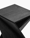 Modern Hand Made One-of-a-Kind Carved Mango Wood End Table, Farmhouse Side Table,Farmhouse End Table,Living Room,Bedroom, Accent Table, Contemporary Architectural Designed Black,Assembled by CozyNest Decor