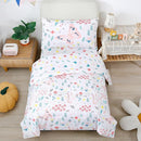 PERFEMET Girls Toddler Bedding Colorful Flower Blossom Comforter Set Butterfly Print Toddler Bedding Sets Ultra Soft Lightweight Bed-in-A-Bag for Toddlers(4 Pieces, White) by TinyTreasures Baby Boutique