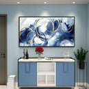AJAZIKO Large Framed Canvas Wall Art Blue Abstract Wall Art Pictures for Living Room Bedroom Kitchen Office Decor 29x58 In Navy Gold Modern Paintings by CozyNest Decor