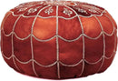 Stuffed Arch Design Moroccan Leather Pouf Ottoman, Handmade, Pre-Filled, 100% Genuine Leather, 14” Height x 22” Diameter – Boho Chic Footstool & Living Room Décor (Honey Cognac) by CozyNest Decor