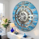The Gears Clock Real Moving Gear Wall Clock England Line (Ocean Blue, 36 inches (90 cm)) by CozyNest Decor