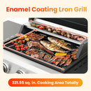 3-Burner Propane Gas BBQ Grill with Porcelain-Enameled Cast Iron Grates and 2 Foldable Side Table, 25,650 BTU Stainless Steel Grill for Outdoor Camping Barbecue Grilling Backyard Cooking - Silver by GreenHaven Gardens