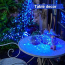 JMEXSUSS 2 Pack Blue Solar String Lights Outdoor Waterproof, Each 33ft 100 LED Solar Fairy Lights, 8 Modes Copper Wire Mini Christmas Light for Outside Patio Garden Tree Christmas Decorations by GreenHaven Gardens