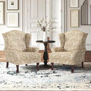 Accent Chair, High Back Upholstered Armchair with High Resilience Sponge & Wood Legs, Mid-Century Modern Comfy Single Sofa Reading Chairs for Living Room, Bedroom (Floral Sand, Set of 2) by CozyNest Decor