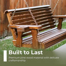 Amish Casual 5 Foot Roll Back Heavy Duty Wooden Porch Swing with Cup Holders in Cedar Stain - Amish Made in The USA from Treated Pine, Outdoor Hanging Bench Swing with 700 Lb. Weight Capacity by GreenHaven Gardens