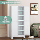 Metal Pantry Cabinet with 2 Doors and 5 Adjustable Shelves, 75" Kitchen Storage cabinets with Gold Handles, Versatile Storage for Laundry Room, Living Room, Bathroom, Dinning Room, Utility Room-White by CozyNest Decor