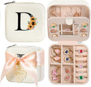 AYGXU Travel Jewelry Box for Women and Girls - Small Case With Initial A-Z - Teacher Gifts by TinyTreasures Baby Boutique
