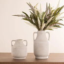 Mitt&Ditt Ceramic Flower Vase with Handles, 8 inch Tall Off-White Vase, Decorative Terracotta Vases, Farmhouse Rustic Pottery Vases for Home Decor, Living Room, Table by CozyNest Decor