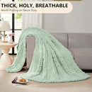 L'AGRATY Chunky Knit Blanket Throw: 60''x80'' Chenille Chunky Knitted Throw Blanket for Bed Couch - Handmade Thick Big Cable Knit Blanket - Large Crochet Rope Blanket for Home Decor(Milky Green) by CozyNest Decor