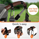 Baby Uma Stroller Hooks for Bags (2 Pack) - Universal Stroller Clips and Hooks, Non-Slip with One-Hand Opening, 11 lb Weight Capacity, Baby Travel Essential by TinyTreasures Baby Boutique