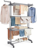 SONGMICS Clothes Drying Rack Stand 4-Tier, Foldable Laundry Drying Rack 68.1-Inch Tall, Steel, Rolling Clothes Horses Dryer Rack, Easy to Assemble, Indoor Outdoor Use, Dove Gray ULLR701G01 by TinyTreasures Baby Boutique