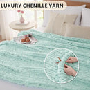L'AGRATY Chunky Knit Blanket Throw: 60''x80'' Chenille Chunky Knitted Throw Blanket for Bed Couch - Handmade Thick Big Cable Knit Blanket - Large Crochet Rope Blanket for Home Decor(Mint Green)