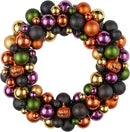 JORNOY 20inch Large Halloween Ball Wreath with Ghost & Pumpkin Accents - Seasonal Orange/Black Wall Hanging, Front Door, Mantel, Porch Decor for Home by CozyNest Decor