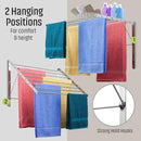 Smartsome | Wall Mounted | Clothes Drying Rack | 30" Wide | 20 Linear Feet Capacity | 8 Smooth Round Stainless Steel Rods | 60 lb Capacity | Fully Assembled | Compact Sturdy Space-Saving Design by CozyNest Decor